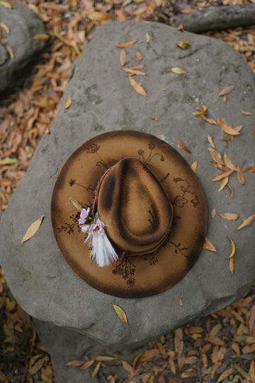 LARGE - Personalized Flame Kissed Felt Hat Golden Prairie