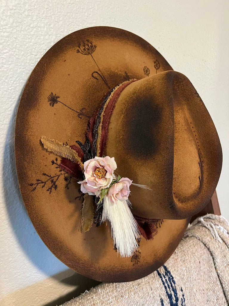 DESIGNER 1960s\' BROWN FELT FEDORA WITH GROSGRAIN EDGING, TOPSTITCHING + FLOWER Mr. John | Accessories | Designer 96s Brown Felt Fedora With  main image 4