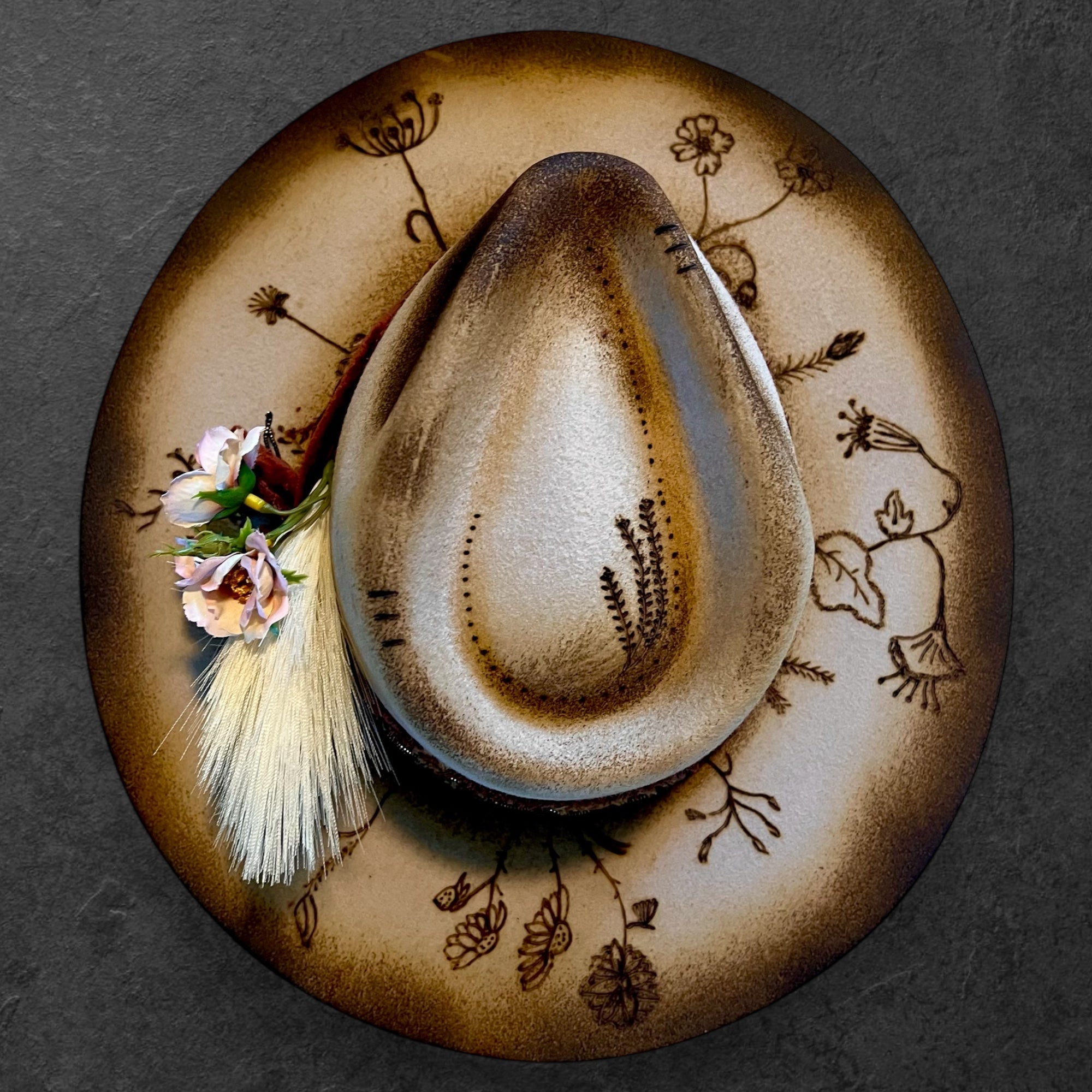 SMALL - Personalized Flame Kissed Felt Hat Golden Prairie - Chestnut