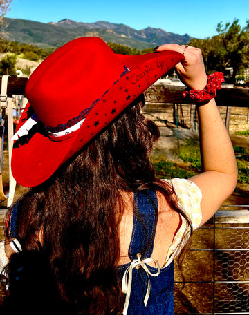 Retro Cowgirl Pinup:  Cowgirl Up! Serratelli Felt Cowboy Hat