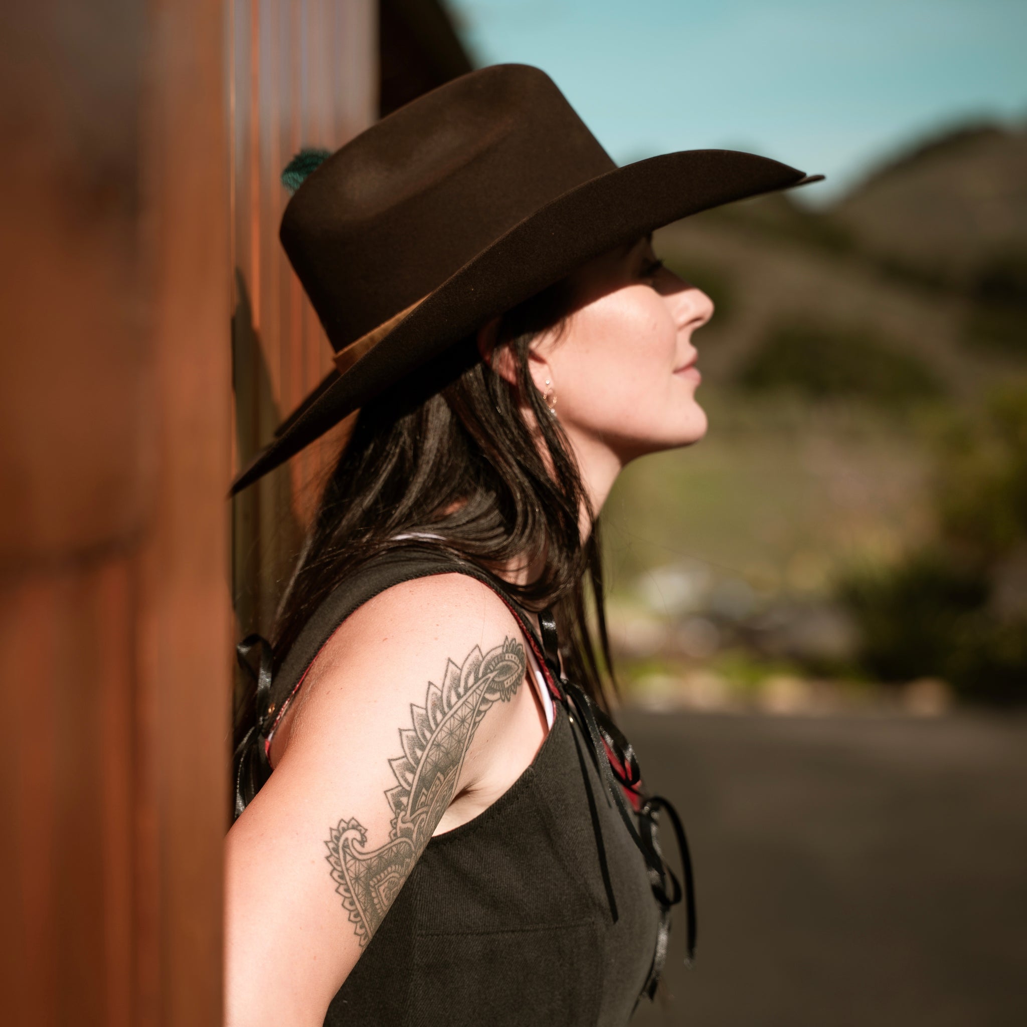 Retro Cowgirl Pinup:  Roper and Calf -Distressed Felt Cowboy Hat