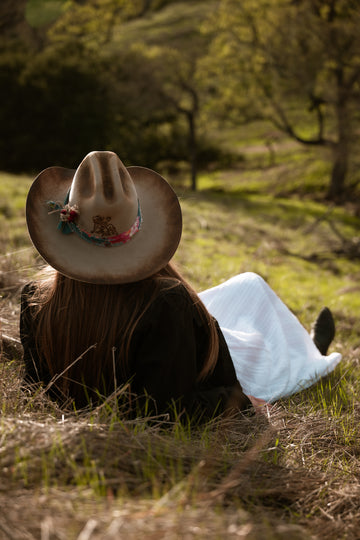 Retro Cowgirl Pinup:  Flame Darling -Distressed Felt Cowboy Hat