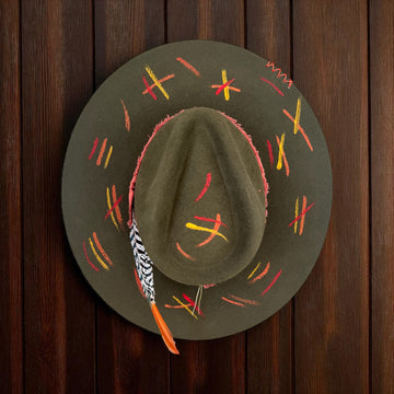 Sundown Muse – Personalized Flame Kissed Felt Hat – Olive