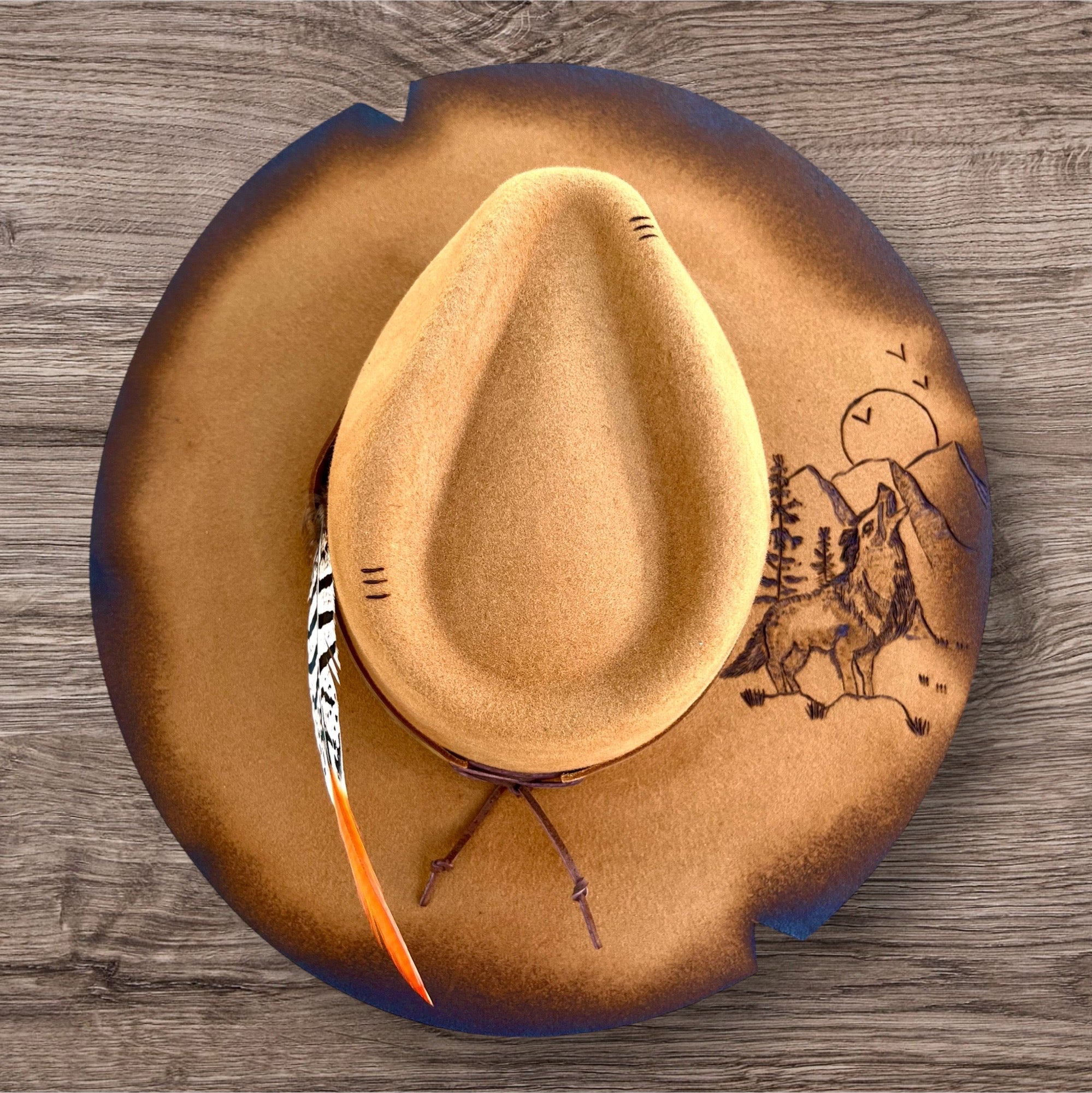 Lone Echo – Personalized Flame Kissed Felt Hat – Tabacco