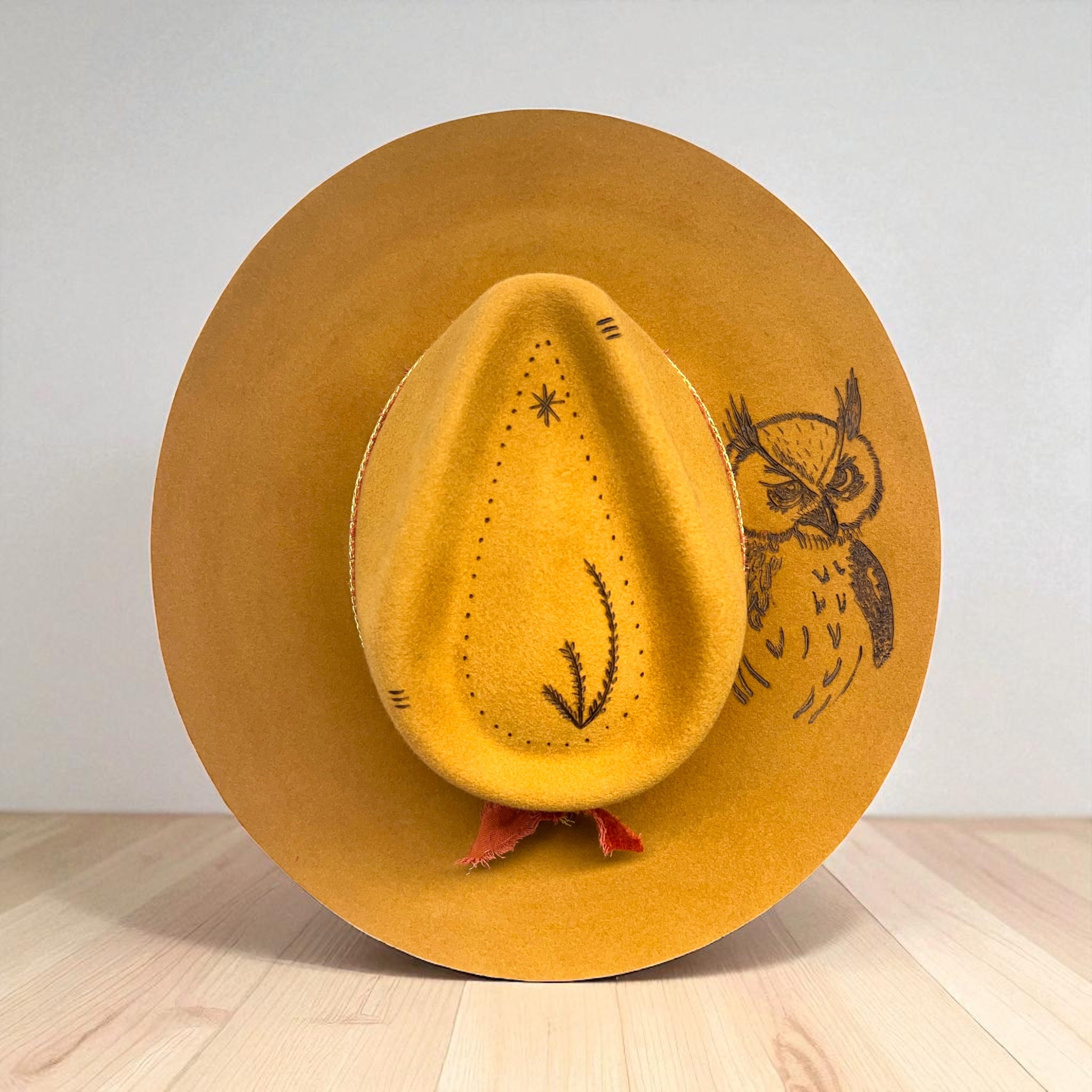 Night Sage – Personalized Flame Kissed Felt Hat – Tobacco